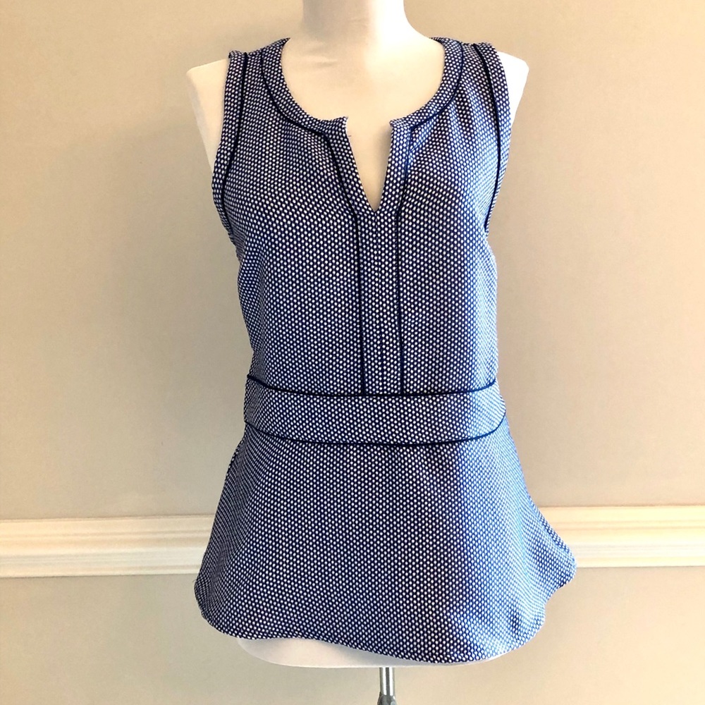 Banana Republic crisp blue and white peplum top